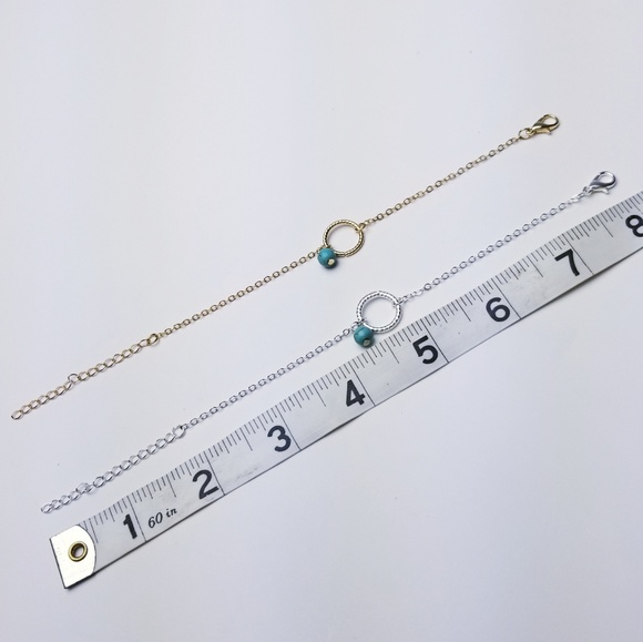 Simple Minimalist Dainty Bracelet Circle Turquoise - Picture 4 of 4